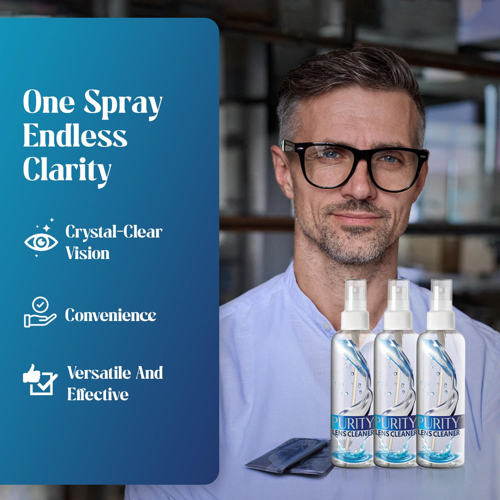 Glasses cleaned streak-free with Purity Lens Cleaner