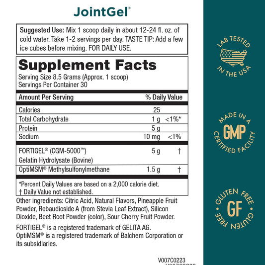 JointGel Berry Powder label close-up showing new label