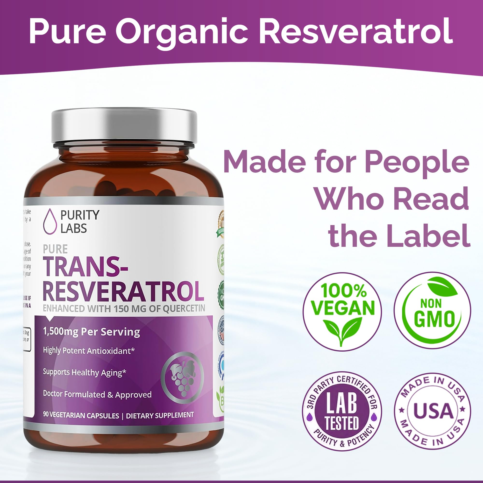 Ingredients list for Trans-Resveratrol and Quercetin