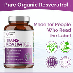 Ingredients list for Trans-Resveratrol and Quercetin