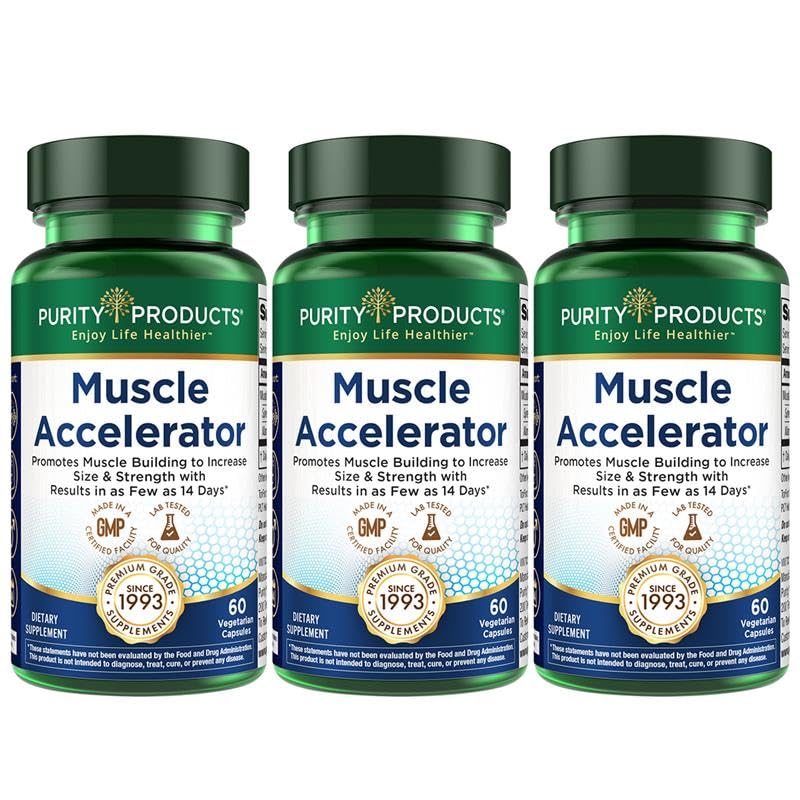 Purity Products Muscle Accelerator bottle label showing 650 mg formula