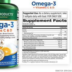 Purity Omega-3 Plus Vitamin C & D packaging highlighting immune support