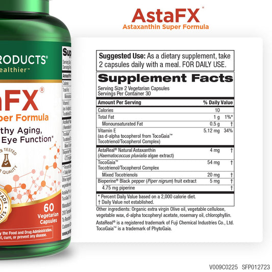 Purity Products AstaFX Astaxanthin 4 mg AstaREAL bottle back label