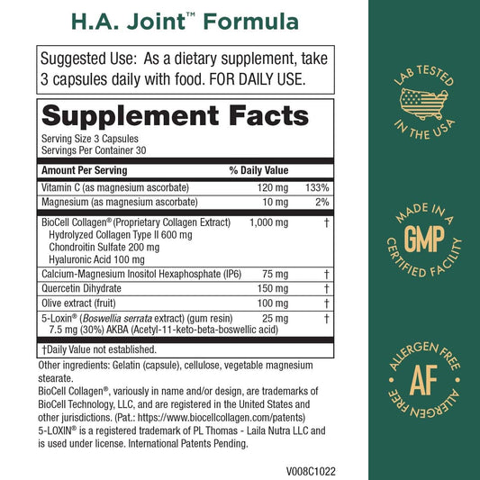 Close-up of Hyaluronic Acid and BioCell Collagen ingredients