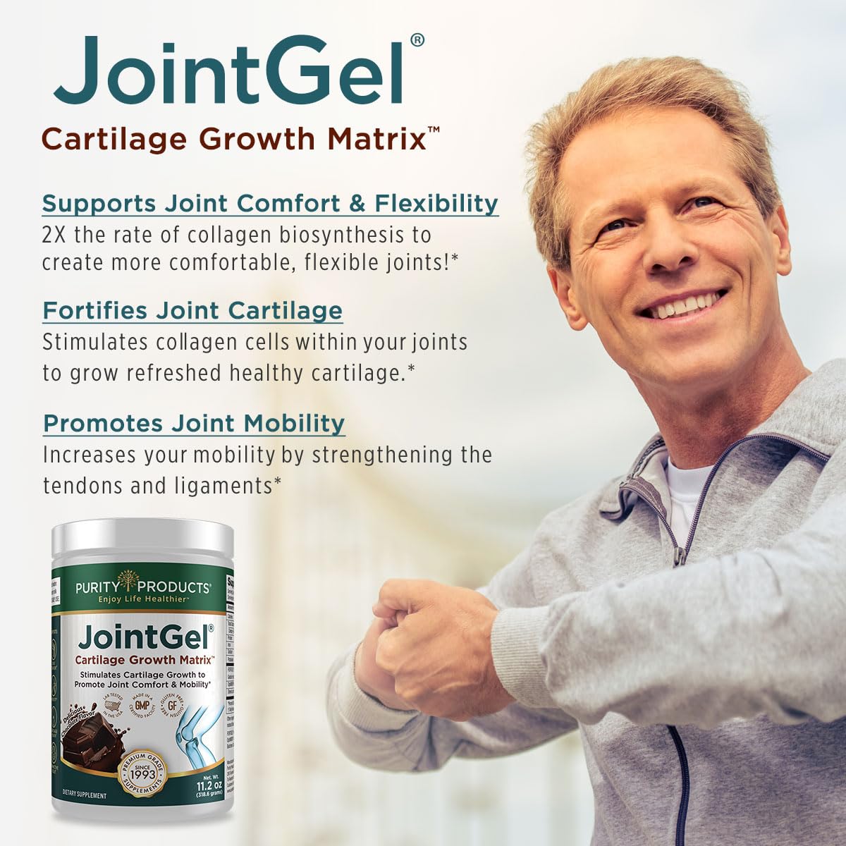 Purity Products JointGel CGM-5000 Fortigel image highlights cartilage support.