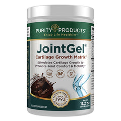 JointGel canister featuring chocolate flavor packaging