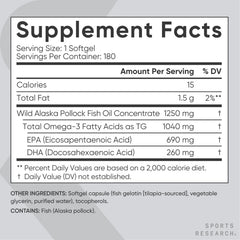 Sports Research Omega-3 purity testing icon on packaging