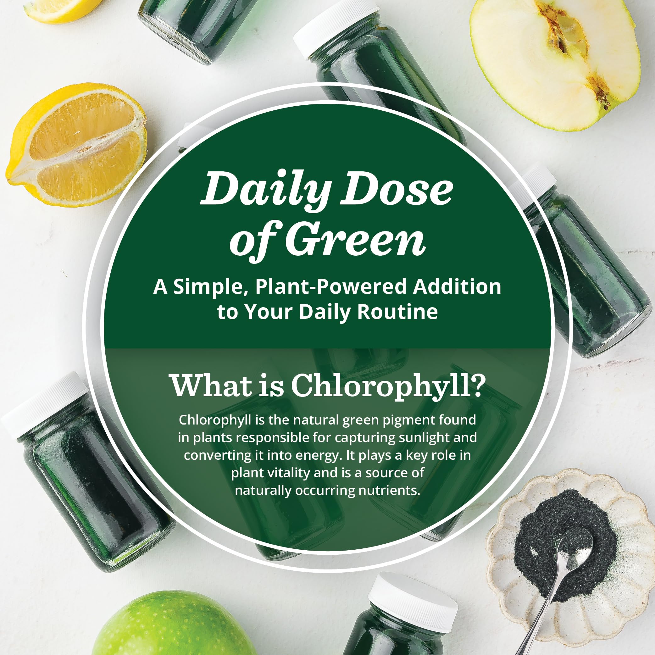 Back packaging of PuriVibe chlorophyll shot