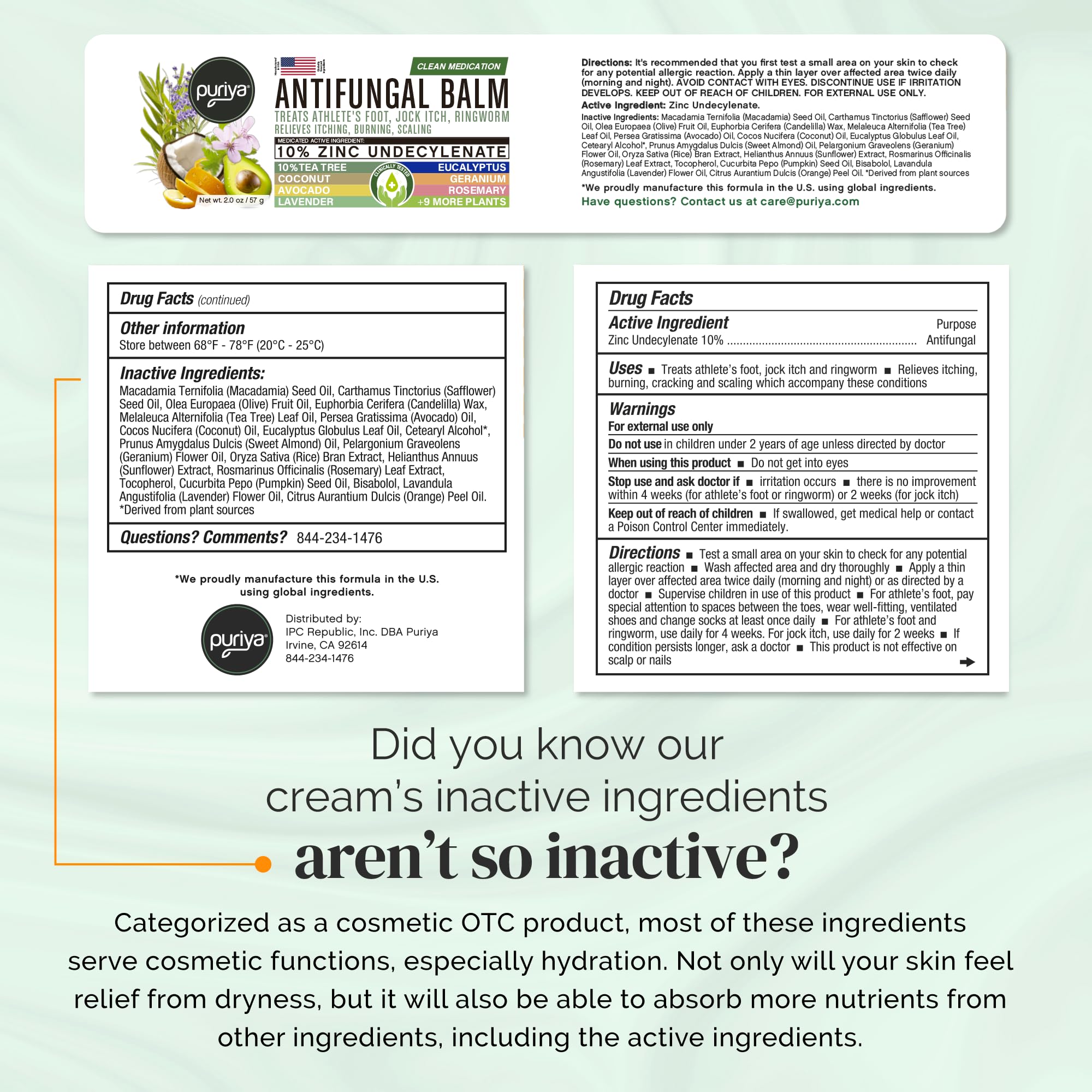 Puriya antifungal cream jar application closeup underscores barrier-friendly hydration.