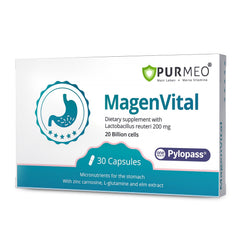 Purmeo 5-in-1 H. Pylori probiotics hero image showing bottle