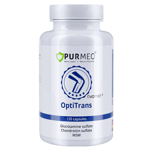 Front view of Purmeo OVOMET eggshell membrane joint supplement bottle
