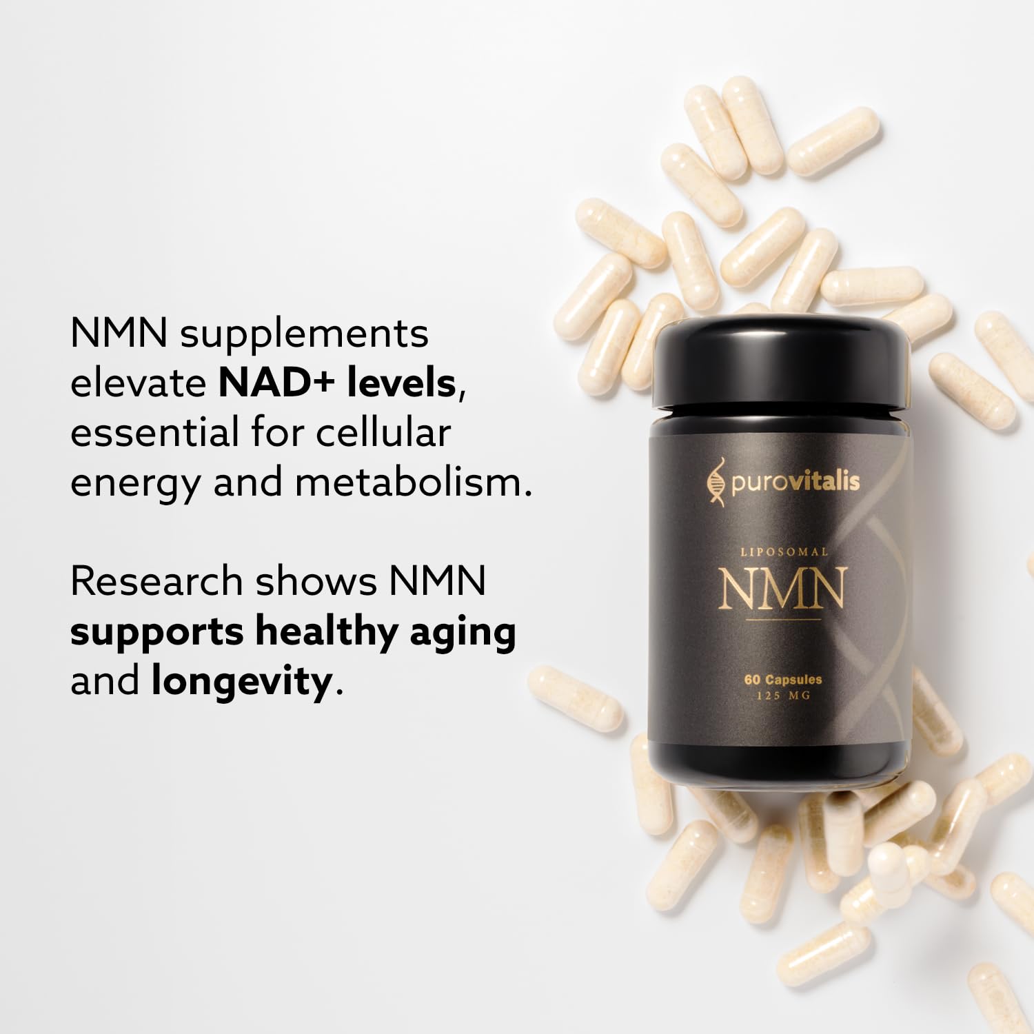 Capsule close-up of Longevir NMN 250mg
