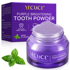 Purple Brightening Powder Toothpaste bottle with purple powder swirl
