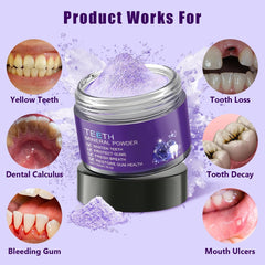 Close-up of purple mineral tooth powder texture