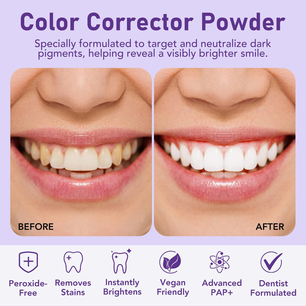 Product bottle and purple color-correcting powder