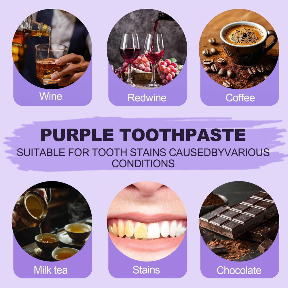 Whitened teeth after using purple toothpaste