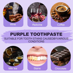 Whitened teeth after using purple toothpaste