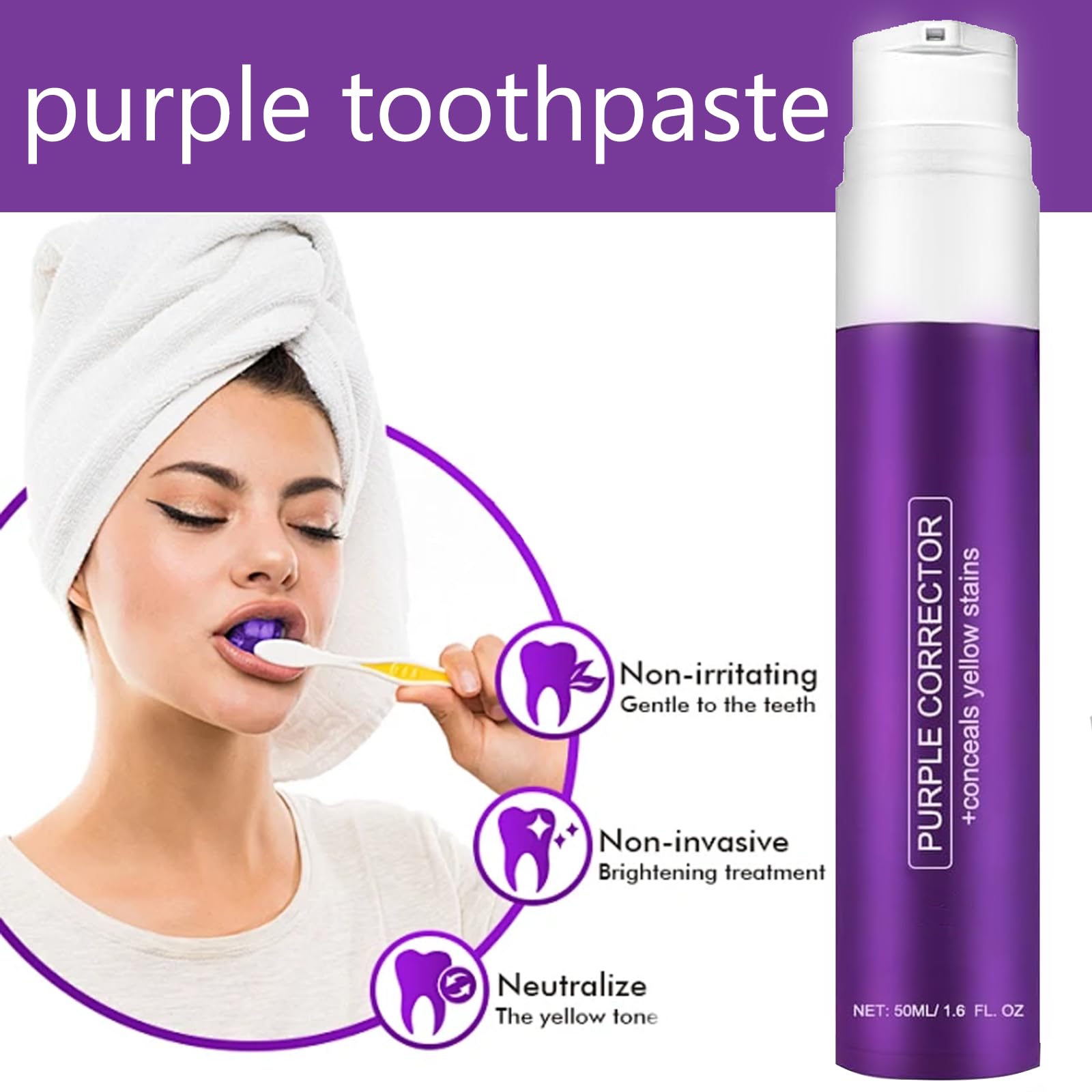 Whitening toothpaste shown with emphasis on whitening effect