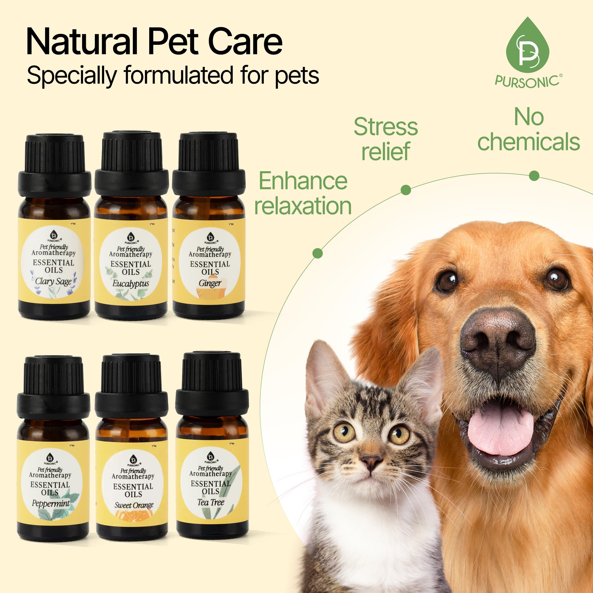 Close-up of eucalyptus oil bottle from Pursonic pet-safe set
