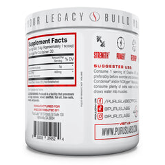 Packaging and authenticity seal on Purus Labs Creatine ATP bottle