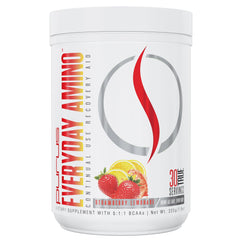 Purus Labs Everyday Amino BCAA Powder Strawberry Lemonade jar with scoop