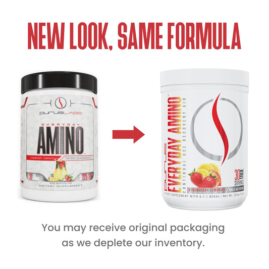 Close-up of Everyday Amino BCAA powder scoop in Strawberry Lemonade flavor