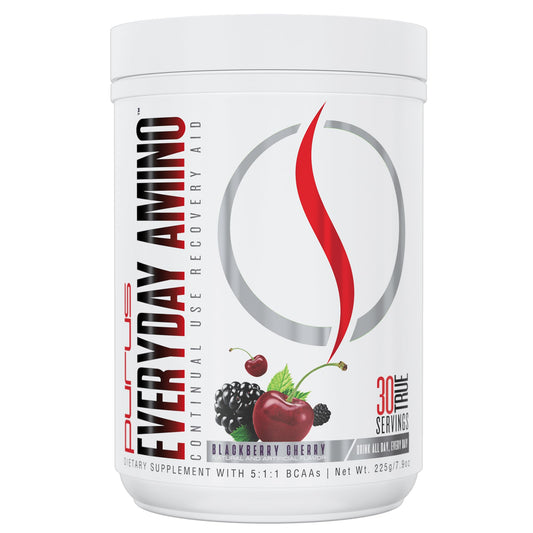 Purus Labs Everyday Amino BCAA Powder Blackberry Cherry flavor front bottle