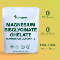 Back view of Purusure Magnesium Bisglycinate Chelate 250g packaging