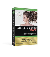 Close-up of Purvana Max Biotin 5000mcg ingredient panel