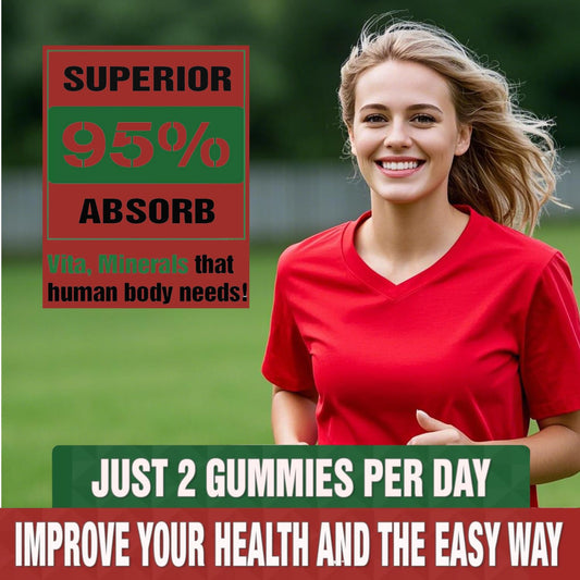 Close-up of raspberry-flavored gummy bears with calcium magnesium zinc and vitamin D3
