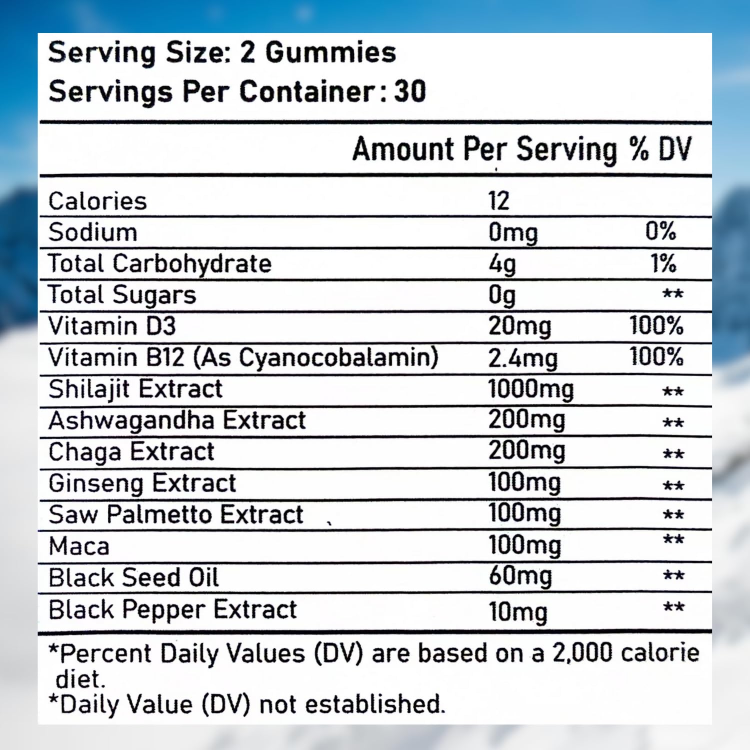 Putaojun Himalayan Gold Shilajit Gummies bottle label