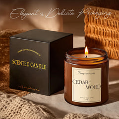 Elegant amber jar with gold lid Putart Cedar Wood Candle