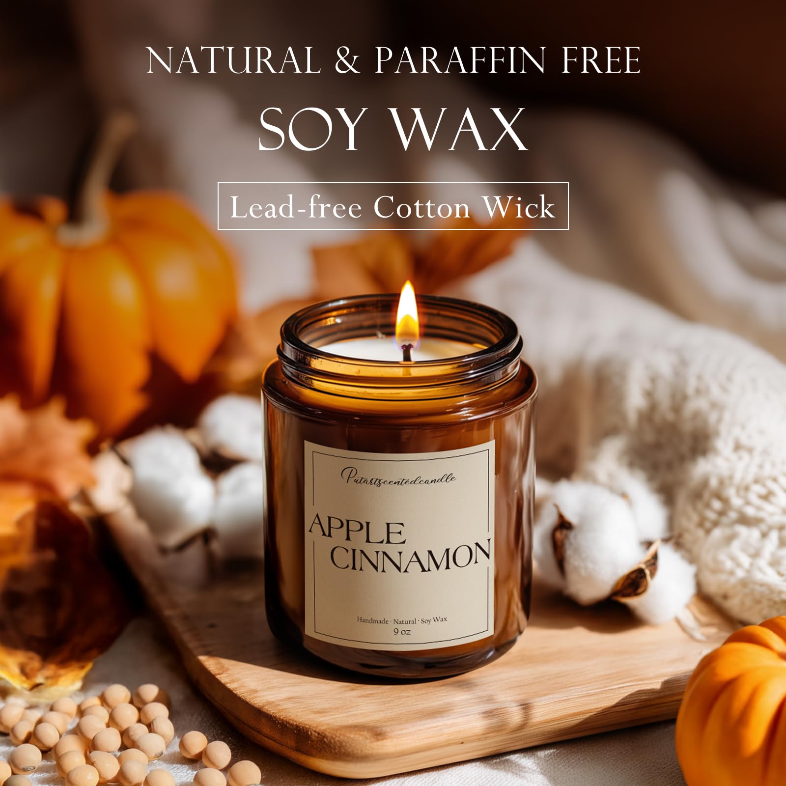 Putart closeup of wax texture and cotton wick for clean even burn benefit