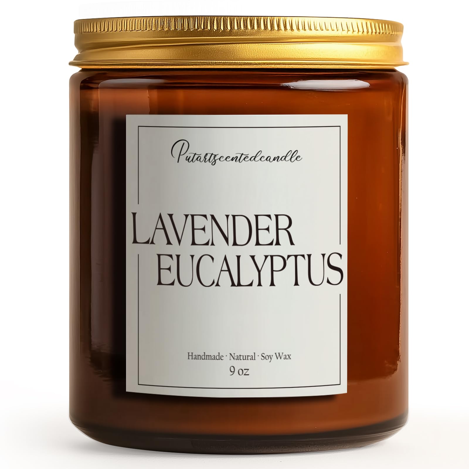 Lifestyle shot of Putart Lavender & Eucalyptus candle in home setting