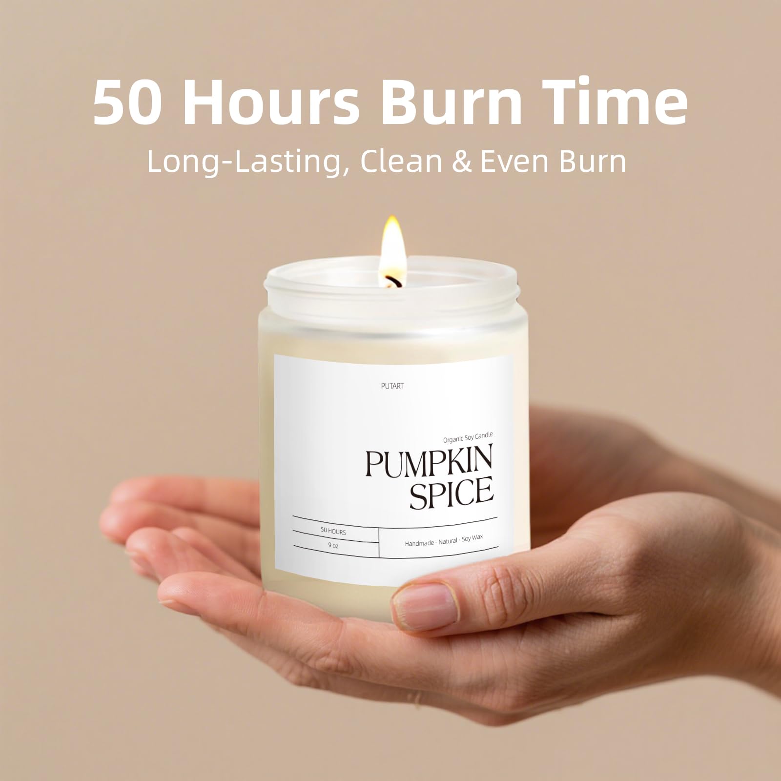 Soy candle with long-lasting burn for living room ambience