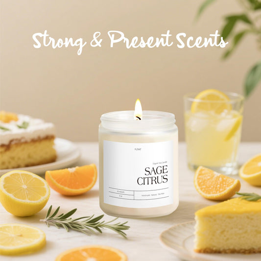 Top notes of sage and citrus in the Putart Sage Citrus candle