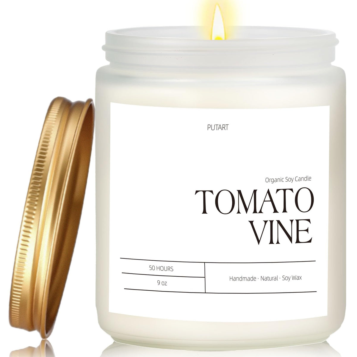 Putart Tomato Vine Candle – 9oz frosted jar with gold lid
