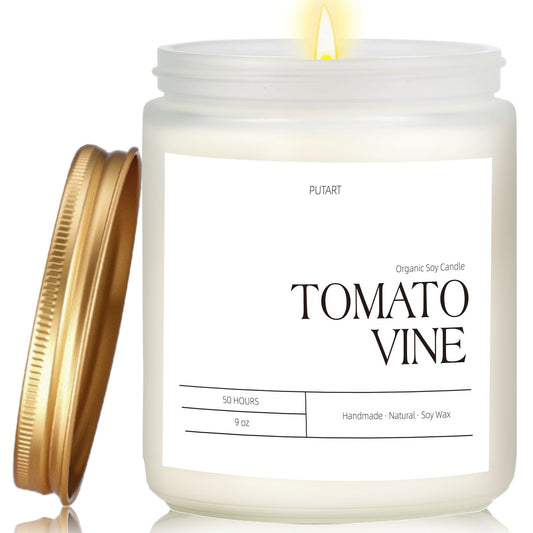 Putart Tomato Vine Candle – 9oz frosted jar with gold lid