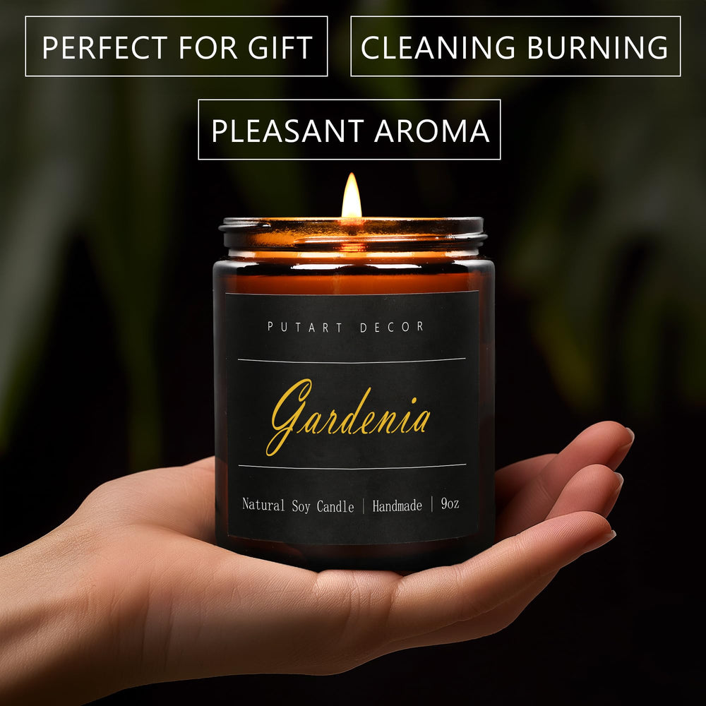 9oz natural soy wax candle burning with clean wick