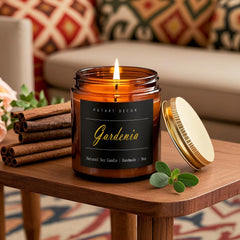 Spa-inspired setup featuring Putart Gardenia candle