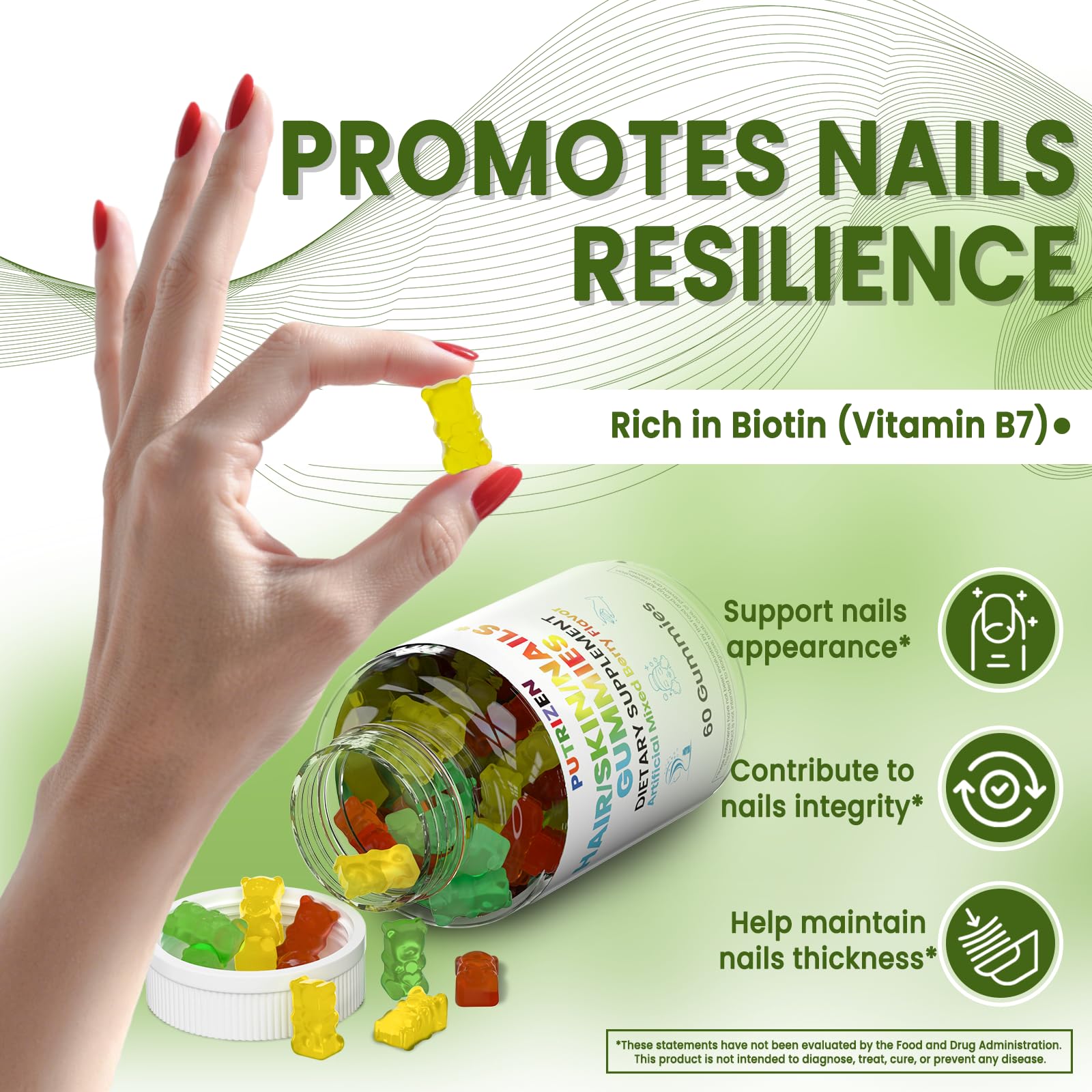 Close-up of PUTRIZEN 5000mcg Biotin gummies bottle