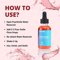 Concentrated floss drop serum droplets ready to mix with water flosser