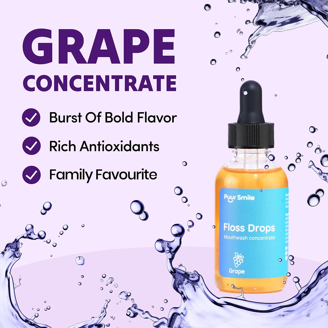 Close-up dropper releasing grape-flavored serum