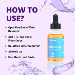 2oz bottle shown beside a water flosser device