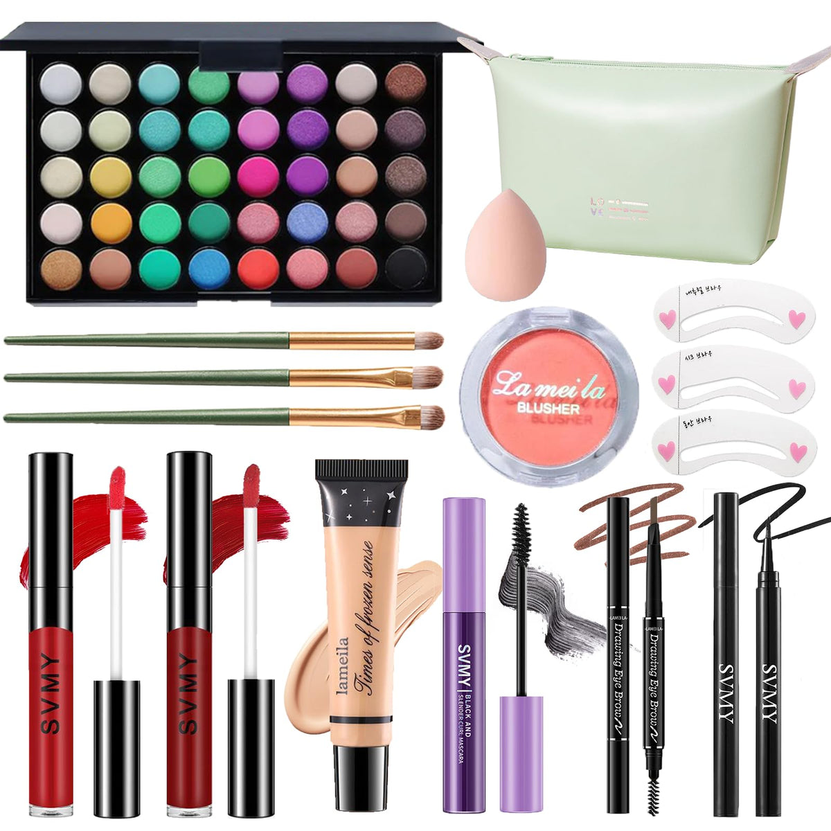 PWYSHXDF makeup set front view with full kit for everyday looks
