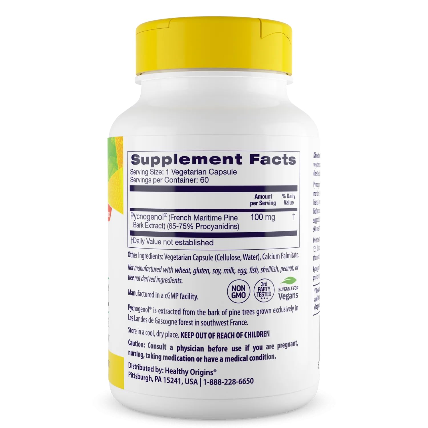 Pycnogenol 100 mg label close-up