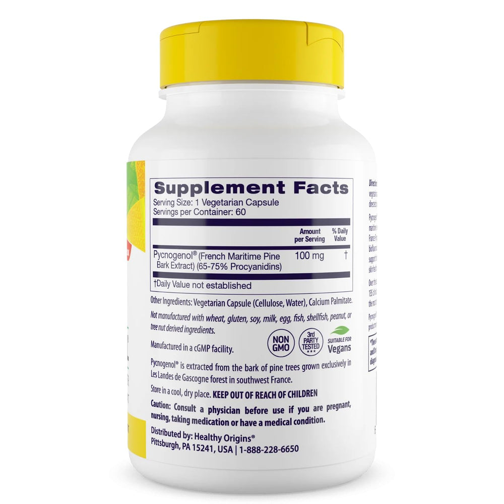 Pycnogenol 100 mg label close-up