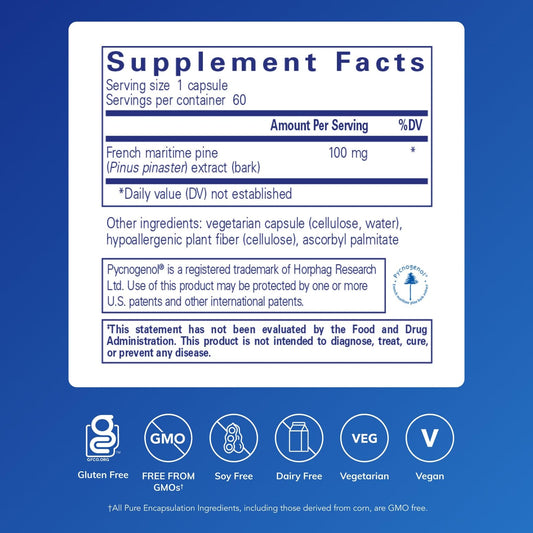 Pycnogenol 100 mg capsules close-up