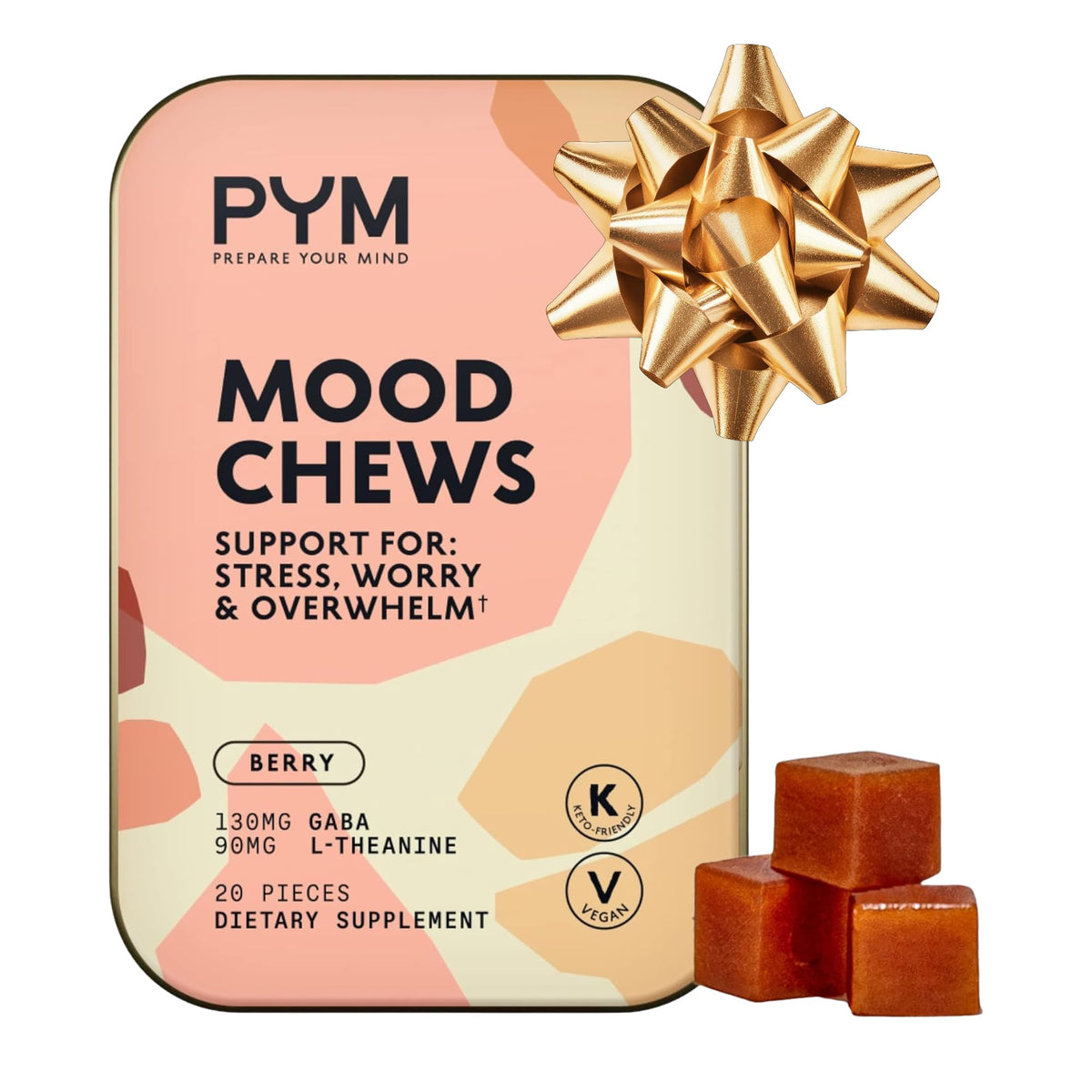 Front view of PYM Berry Mood Chews bottle on white background