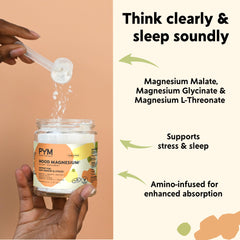 Close-up of Mood Magnesium ingredients: Magnesium L-Threonate, Malate and Glycinate